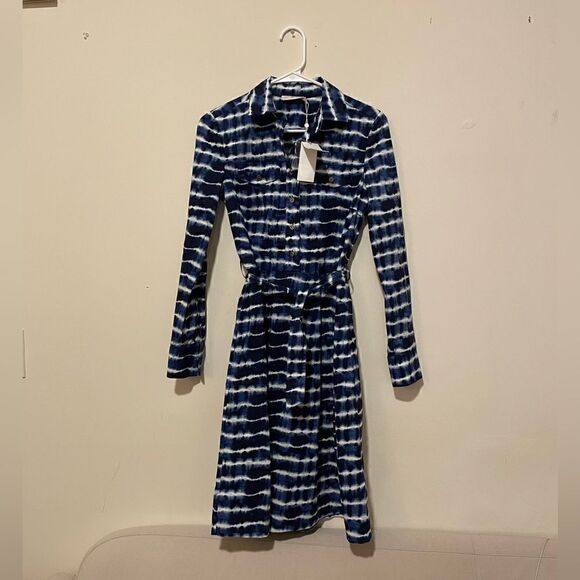 Tory Burch Tie Dye Shirt Dress in Blue Cotton - Picture 3 of 16